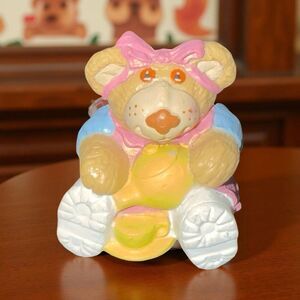 1986 Furskins Bear Tea Party Plastic Figurine Vintage Collectable OAA Inc. A47